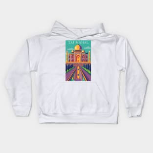 A Vintage Travel Art of the Taj Mahal in Agra - India Kids Hoodie